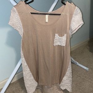 Cute Tan Boho Pocket Tee